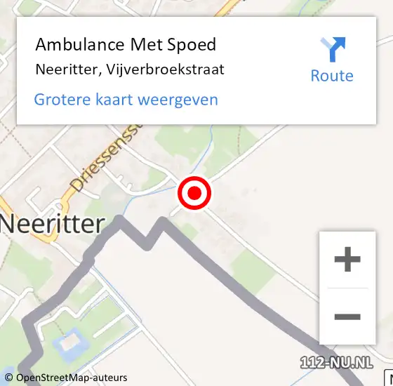 Locatie op kaart van de 112 melding: Ambulance Met Spoed Naar Neeritter, Vijverbroekstraat op 10 augustus 2021 22:08