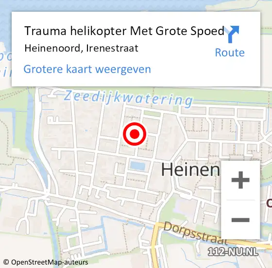 Locatie op kaart van de 112 melding: Trauma helikopter Met Grote Spoed Naar Heinenoord, Irenestraat op 10 augustus 2021 22:11