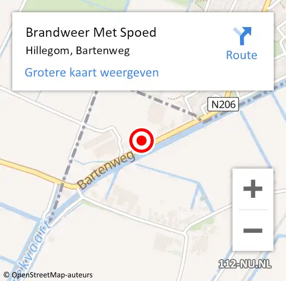 Locatie op kaart van de 112 melding: Brandweer Met Spoed Naar Hillegom, Bartenweg op 10 augustus 2021 22:17