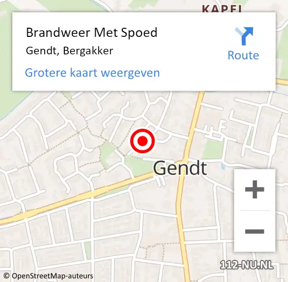 Locatie op kaart van de 112 melding: Brandweer Met Spoed Naar Gendt, Bergakker op 10 augustus 2021 22:21