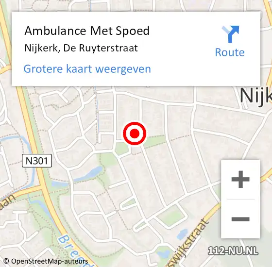 Locatie op kaart van de 112 melding: Ambulance Met Spoed Naar Nijkerk, De Ruyterstraat op 10 augustus 2021 23:20