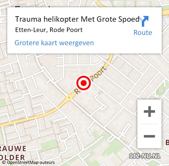 Locatie op kaart van de 112 melding: Trauma helikopter Met Grote Spoed Naar Etten-Leur, Rode Poort op 11 augustus 2021 00:04