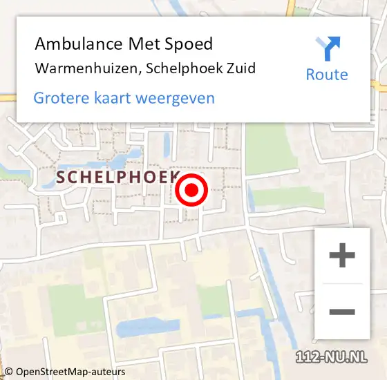 Locatie op kaart van de 112 melding: Ambulance Met Spoed Naar Warmenhuizen, Schelphoek Zuid op 11 augustus 2021 00:39