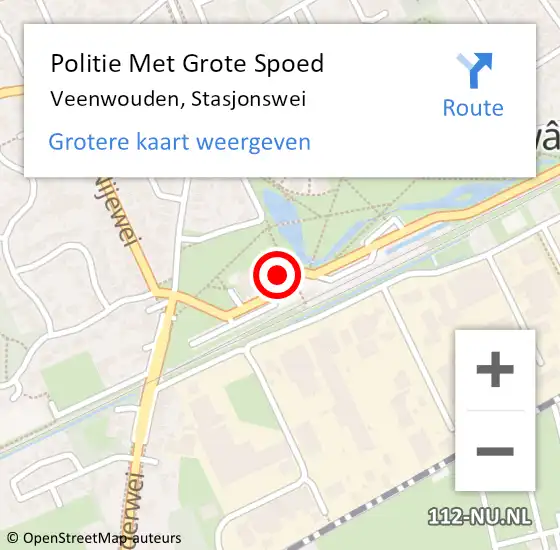 Locatie op kaart van de 112 melding: Politie Met Grote Spoed Naar Veenwouden, Stasjonswei op 11 augustus 2021 00:54