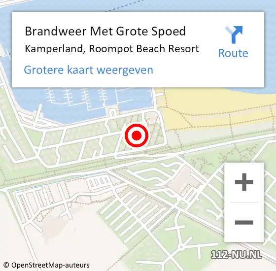 Locatie op kaart van de 112 melding: Brandweer Met Grote Spoed Naar Kamperland, Roompot Beach Resort op 11 augustus 2021 01:02