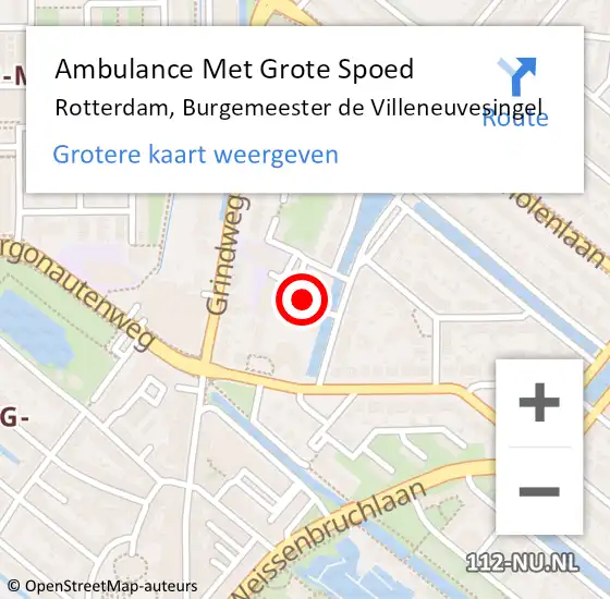 Locatie op kaart van de 112 melding: Ambulance Met Grote Spoed Naar Rotterdam, Burgemeester de Villeneuvesingel op 11 augustus 2021 01:11