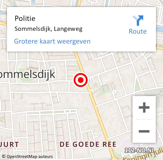 Locatie op kaart van de 112 melding: Politie Sommelsdijk, Langeweg op 11 augustus 2021 01:15