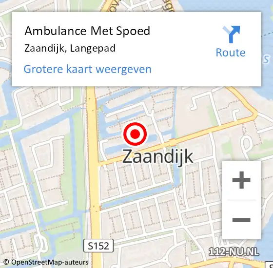 Locatie op kaart van de 112 melding: Ambulance Met Spoed Naar Zaandijk, Langepad op 11 augustus 2021 02:01