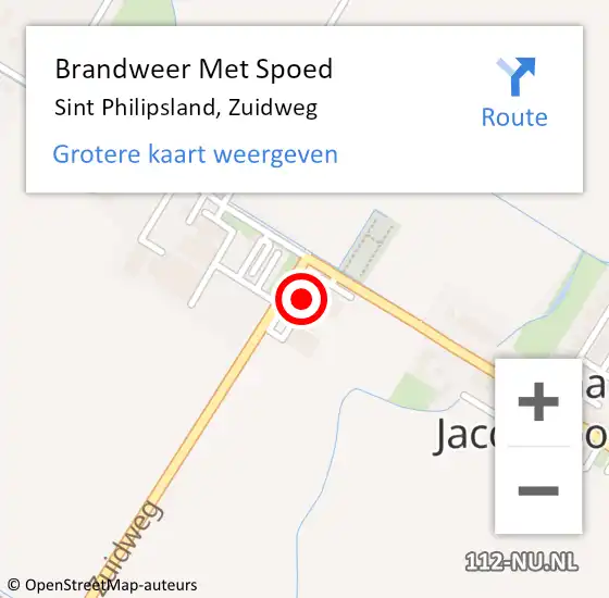 Locatie op kaart van de 112 melding: Brandweer Met Spoed Naar Sint Philipsland, Zuidweg op 11 augustus 2021 02:21