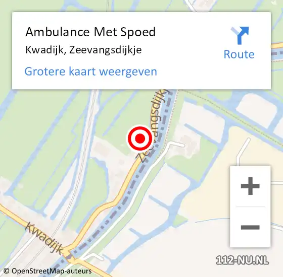 Locatie op kaart van de 112 melding: Ambulance Met Spoed Naar Kwadijk, Zeevangsdijkje op 11 augustus 2021 02:51