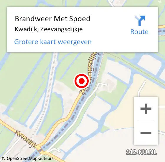 Locatie op kaart van de 112 melding: Brandweer Met Spoed Naar Kwadijk, Zeevangsdijkje op 11 augustus 2021 04:08