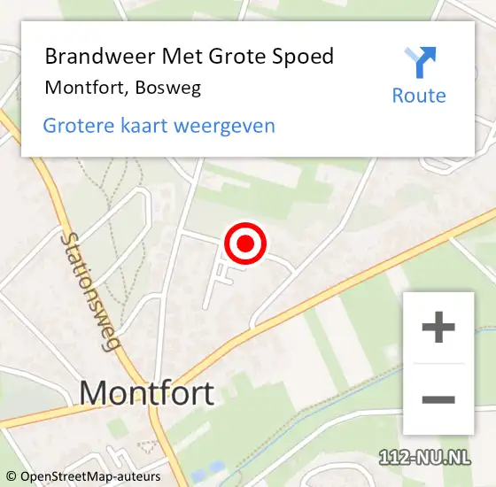 Locatie op kaart van de 112 melding: Brandweer Met Grote Spoed Naar Montfort, Bosweg op 11 augustus 2021 04:24