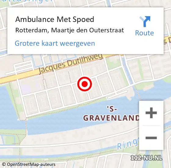 Locatie op kaart van de 112 melding: Ambulance Met Spoed Naar Rotterdam, Maartje den Outerstraat op 11 augustus 2021 05:04