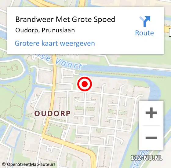 Locatie op kaart van de 112 melding: Brandweer Met Grote Spoed Naar Oudorp, Prunuslaan op 11 augustus 2021 06:18