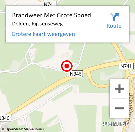 Locatie op kaart van de 112 melding: Brandweer Met Grote Spoed Naar Delden, Rijssenseweg op 11 augustus 2021 07:32