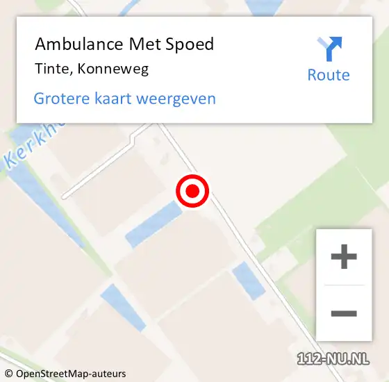 Locatie op kaart van de 112 melding: Ambulance Met Spoed Naar Tinte, Konneweg op 11 augustus 2021 07:35