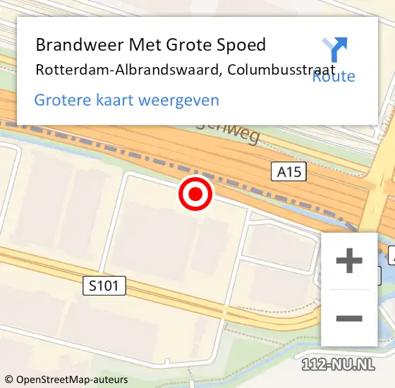 Locatie op kaart van de 112 melding: Brandweer Met Grote Spoed Naar Rotterdam-Albrandswaard, Columbusstraat op 19 juni 2014 11:50