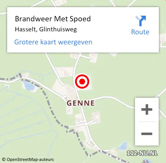 Locatie op kaart van de 112 melding: Brandweer Met Spoed Naar Hasselt, Glinthuisweg op 11 augustus 2021 07:48