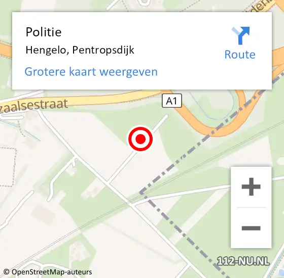 Locatie op kaart van de 112 melding: Politie Hengelo, Pentropsdijk op 11 augustus 2021 07:49