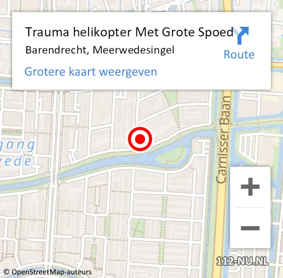 Locatie op kaart van de 112 melding: Trauma helikopter Met Grote Spoed Naar Barendrecht, Meerwedesingel op 11 augustus 2021 07:57