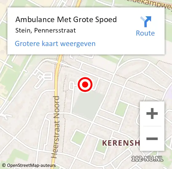 Locatie op kaart van de 112 melding: Ambulance Met Grote Spoed Naar Stein, Pennersstraat op 5 oktober 2013 15:20