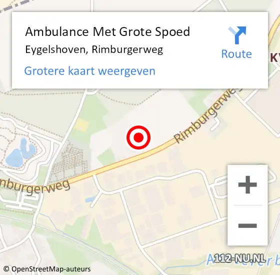 Locatie op kaart van de 112 melding: Ambulance Met Grote Spoed Naar Eygelshoven, Rimburgerweg op 11 augustus 2021 08:42