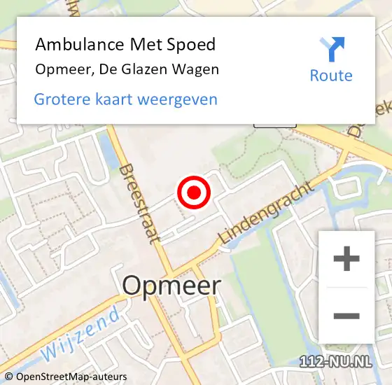 Locatie op kaart van de 112 melding: Ambulance Met Spoed Naar Opmeer, De Glazen Wagen op 11 augustus 2021 08:43