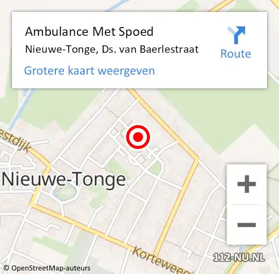 Locatie op kaart van de 112 melding: Ambulance Met Spoed Naar Nieuwe-Tonge, Ds. van Baerlestraat op 11 augustus 2021 08:58