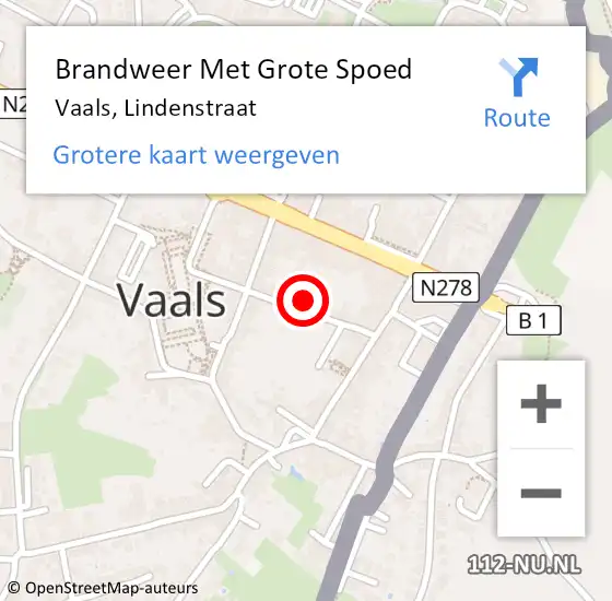 Locatie op kaart van de 112 melding: Brandweer Met Grote Spoed Naar Vaals, Lindenstraat op 11 augustus 2021 09:07