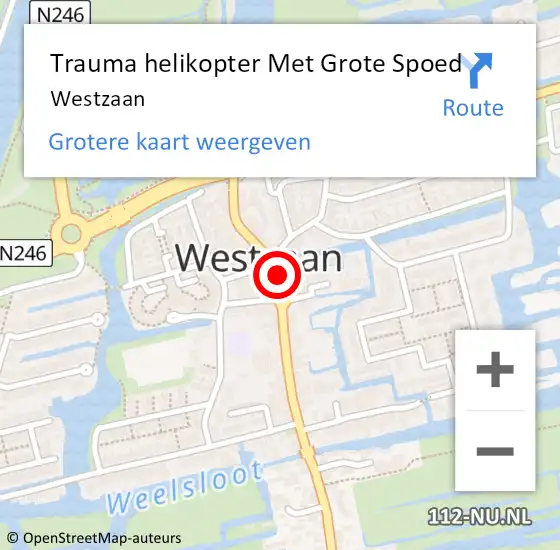 Locatie op kaart van de 112 melding: Trauma helikopter Met Grote Spoed Naar Westzaan op 11 augustus 2021 09:13