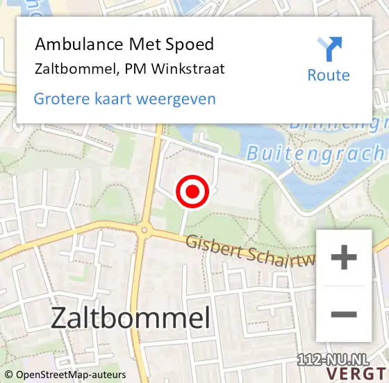 Locatie op kaart van de 112 melding: Ambulance Met Spoed Naar Zaltbommel, PM Winkstraat op 11 augustus 2021 09:18