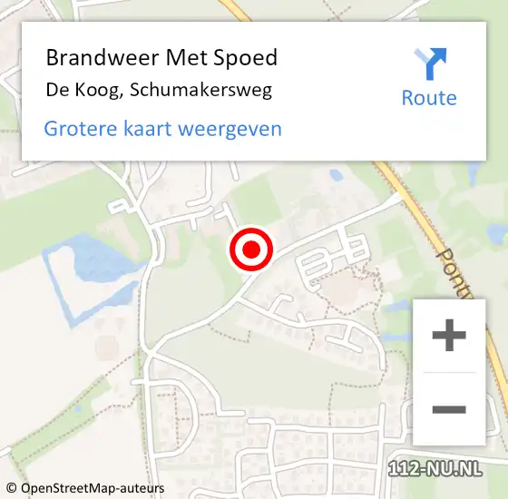 Locatie op kaart van de 112 melding: Brandweer Met Spoed Naar De Koog, Schumakersweg op 11 augustus 2021 09:50