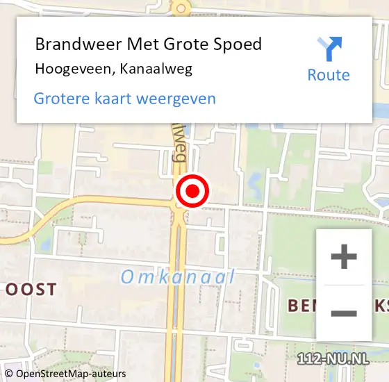 Locatie op kaart van de 112 melding: Brandweer Met Grote Spoed Naar Hoogeveen, Kanaalweg op 11 augustus 2021 09:50