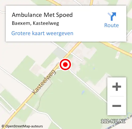 Locatie op kaart van de 112 melding: Ambulance Met Spoed Naar Baexem, Kasteelweg op 11 augustus 2021 09:52