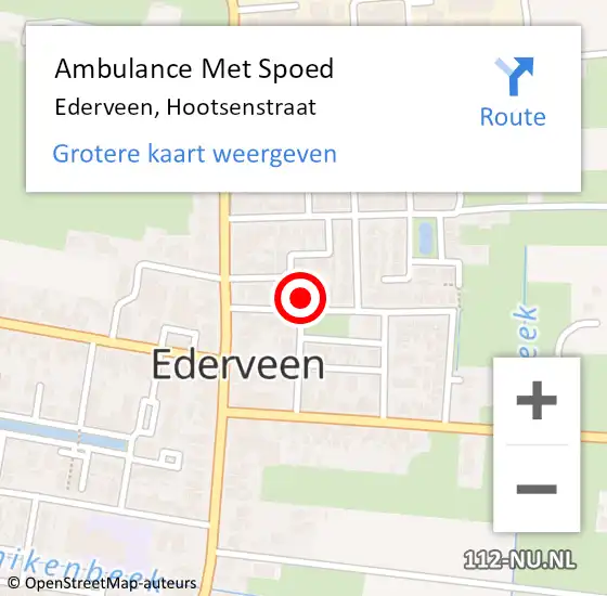 Locatie op kaart van de 112 melding: Ambulance Met Spoed Naar Ederveen, Hootsenstraat op 11 augustus 2021 09:52