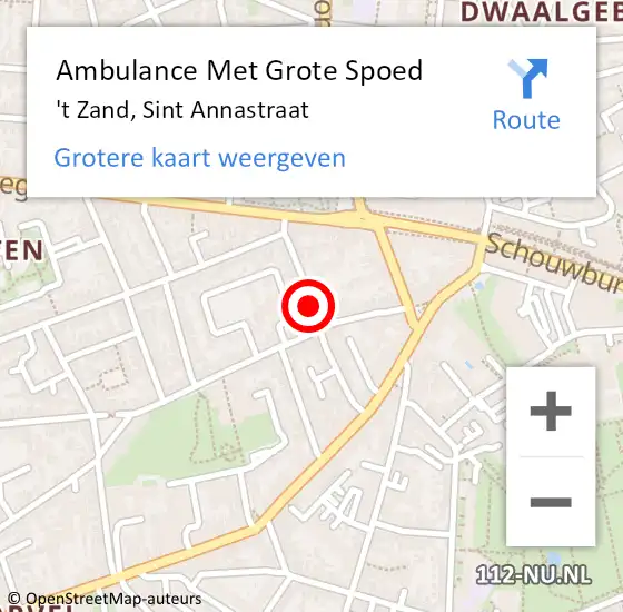 Locatie op kaart van de 112 melding: Ambulance Met Grote Spoed Naar 't Zand, Sint Annastraat op 19 juni 2014 11:58