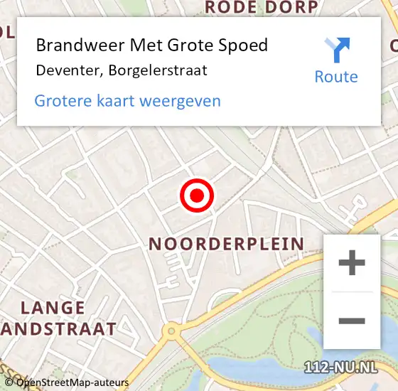 Locatie op kaart van de 112 melding: Brandweer Met Grote Spoed Naar Deventer, Borgelerstraat op 11 augustus 2021 10:05