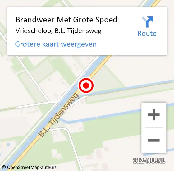 Locatie op kaart van de 112 melding: Brandweer Met Grote Spoed Naar Vriescheloo, B.L. Tijdensweg op 11 augustus 2021 10:14