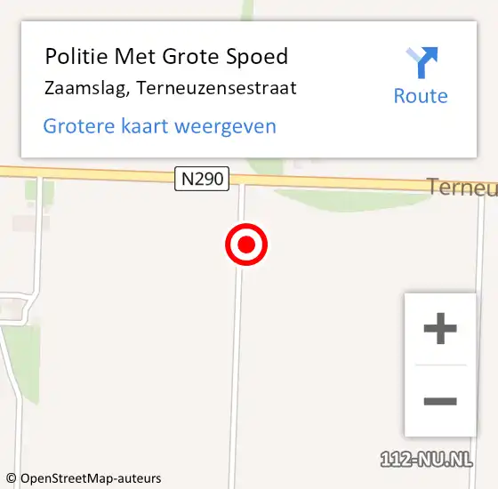 Locatie op kaart van de 112 melding: Politie Met Grote Spoed Naar Zaamslag, Terneuzensestraat op 11 augustus 2021 10:20