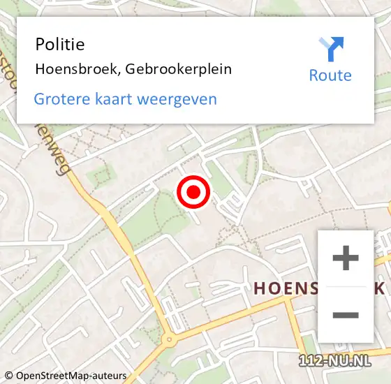 Locatie op kaart van de 112 melding: Politie Hoensbroek, Gebrookerplein op 11 augustus 2021 10:28