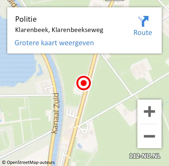 Locatie op kaart van de 112 melding: Politie Klarenbeek, Klarenbeekseweg op 11 augustus 2021 10:40