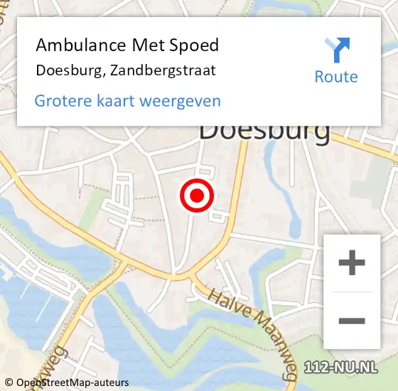 Locatie op kaart van de 112 melding: Ambulance Met Spoed Naar Doesburg, Zandbergstraat op 11 augustus 2021 10:50