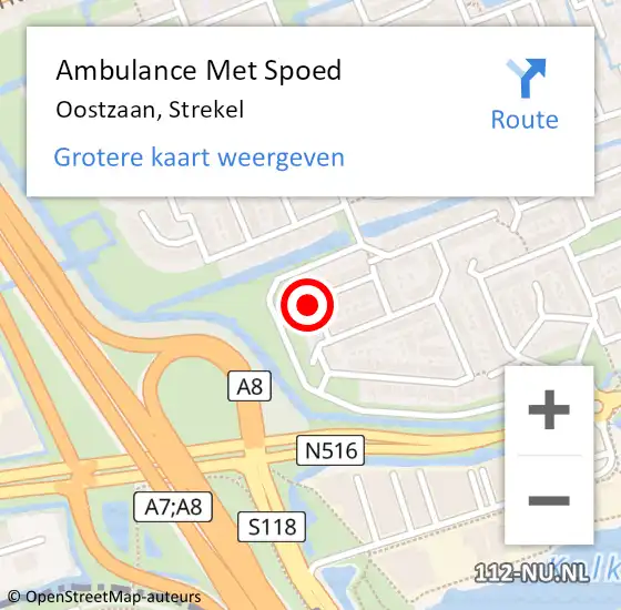 Locatie op kaart van de 112 melding: Ambulance Met Spoed Naar Oostzaan, Strekel op 11 augustus 2021 11:31