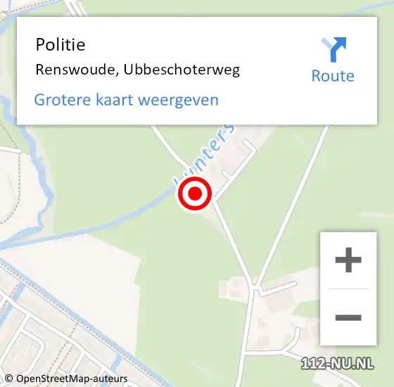 Locatie op kaart van de 112 melding: Politie Renswoude, Ubbeschoterweg op 11 augustus 2021 11:35