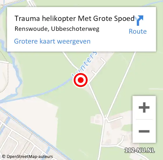Locatie op kaart van de 112 melding: Trauma helikopter Met Grote Spoed Naar Renswoude, Ubbeschoterweg op 11 augustus 2021 11:37