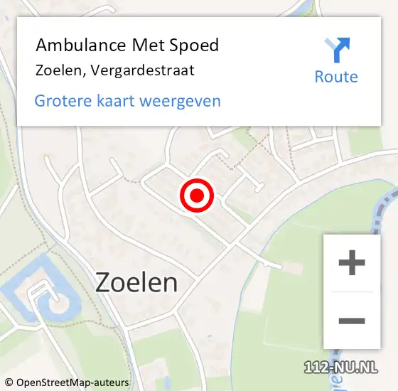 Locatie op kaart van de 112 melding: Ambulance Met Spoed Naar Zoelen, Vergardestraat op 11 augustus 2021 11:44
