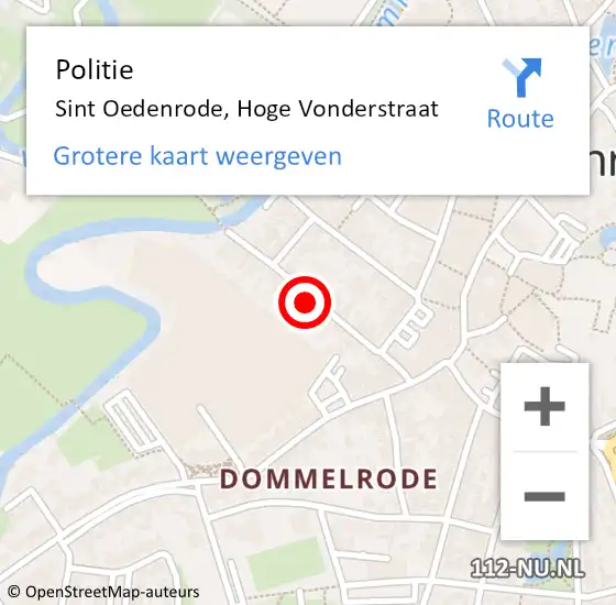 Locatie op kaart van de 112 melding: Politie Sint Oedenrode, Hoge Vonderstraat op 11 augustus 2021 11:49