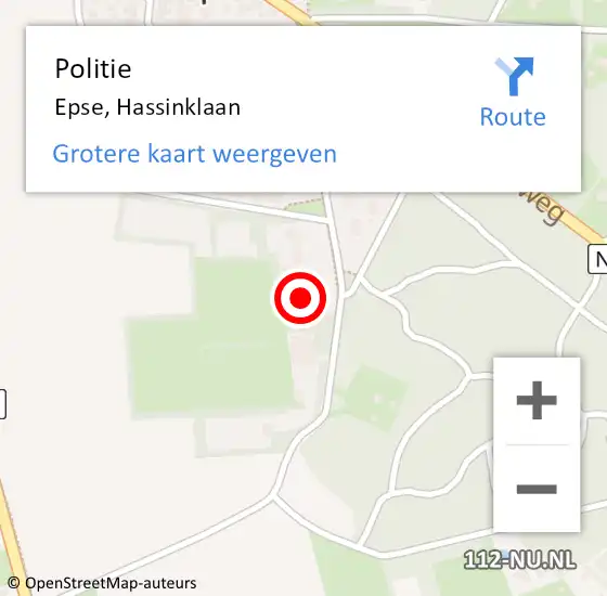 Locatie op kaart van de 112 melding: Politie Epse, Hassinklaan op 11 augustus 2021 11:56