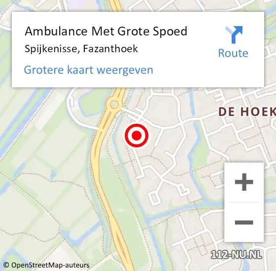 Locatie op kaart van de 112 melding: Ambulance Met Grote Spoed Naar Spijkenisse, Fazanthoek op 11 augustus 2021 12:13