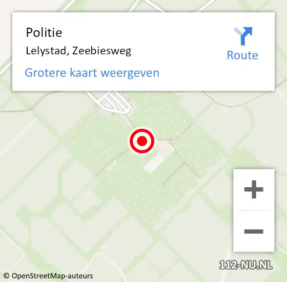 Locatie op kaart van de 112 melding: Politie Lelystad, Zeebiesweg op 11 augustus 2021 12:26